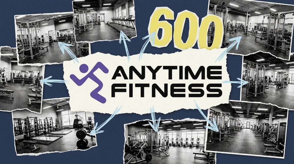 Editorial collage on the Anytime Fitness Asia master franchise sale
