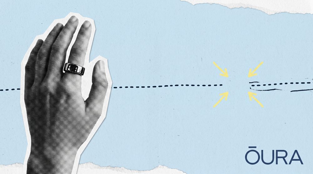 Editorial collage of a smart ring beside a widening gap where interpretation should be
