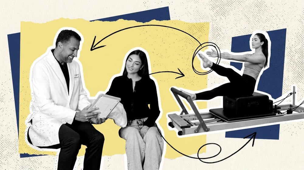 Longevity clinic and fitness studio — editorial collage