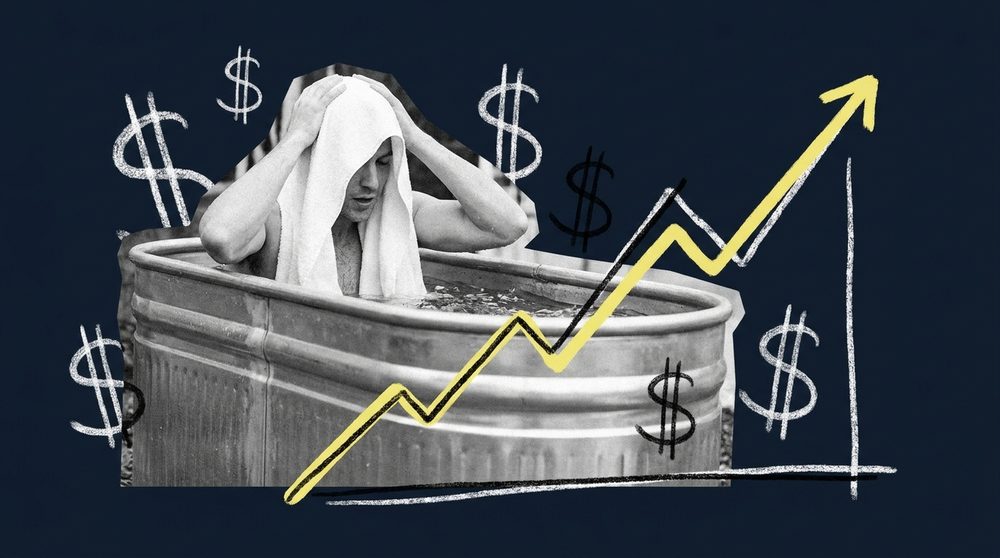 Person emerging from a cold plunge recovery pool at a wellness studio, illustrating the recovery-as-revenue trend